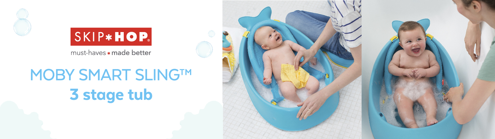 What Every Parents Wants in a Baby Bathtub: Skip Hop Moby Smart Sling 3-Stage Tub
