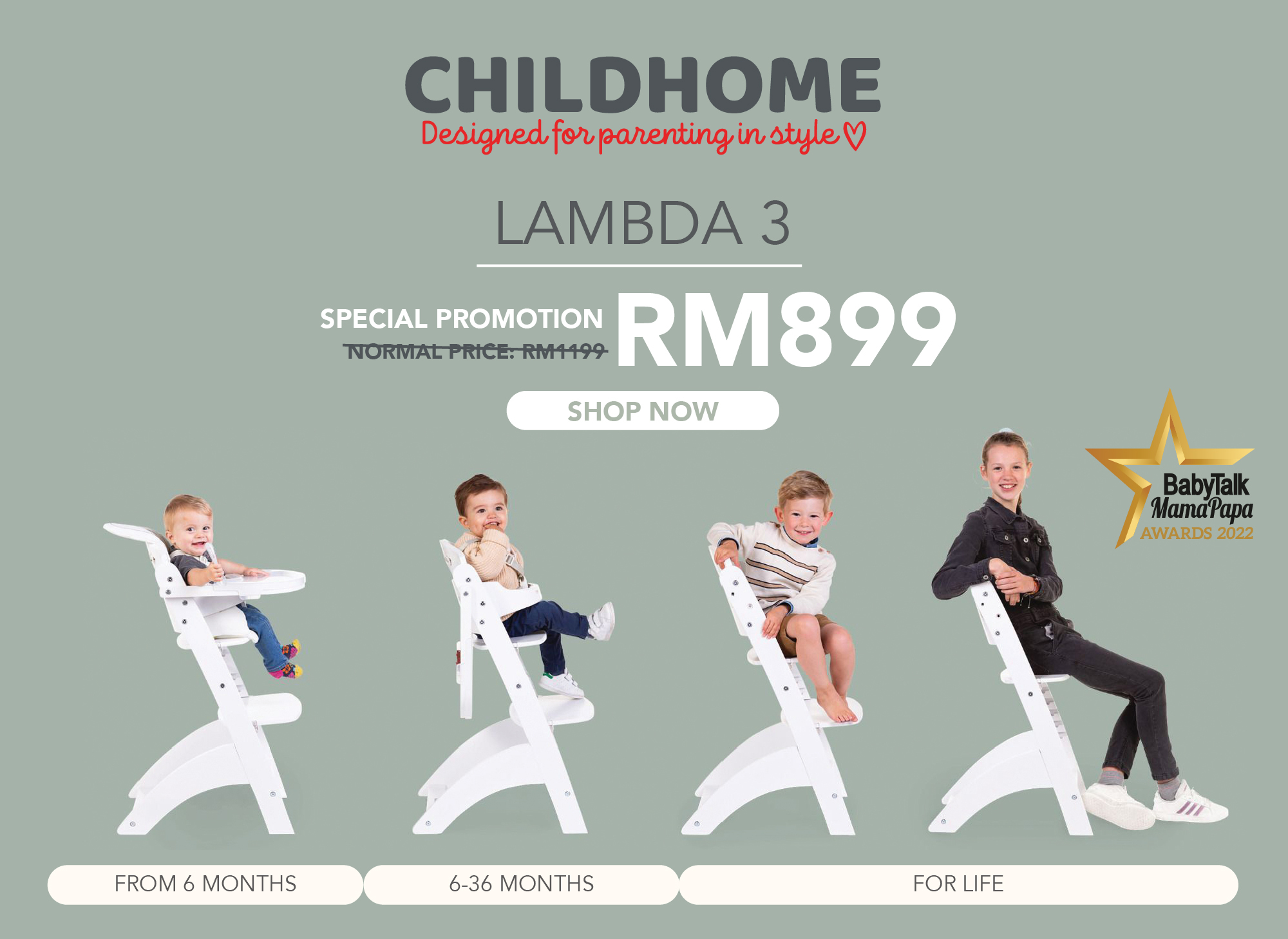 Childhome Lambda 3 Baby High Chair
