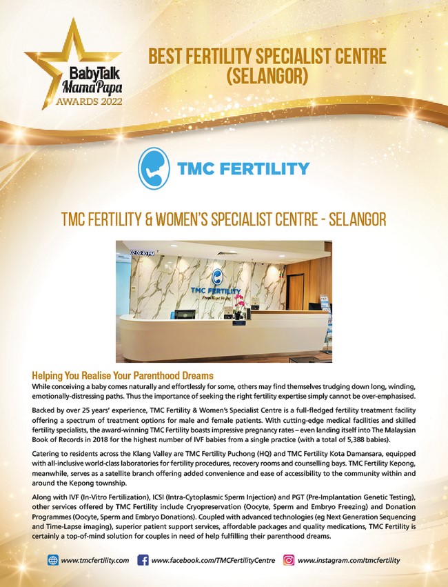 TMC Fertility Selangor awards