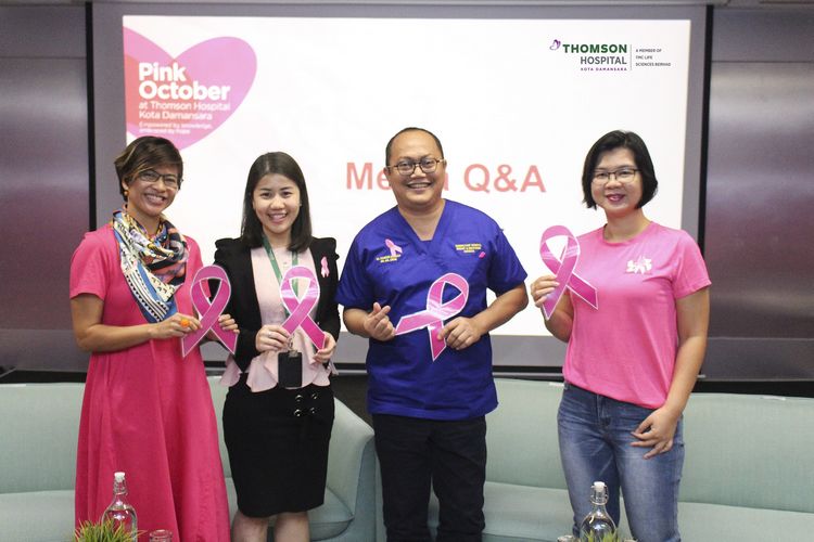From left: Thomson Hospital Kota Damansara CEO Ms Nadiah Wan, Dietician Ms Ginny Tan Gin Wei, Consultant Breast, Endocrine General Surgeon Dr Zamzuri Zakaria and Consultant Breast Oncoplastic Surgeon Dr Tan Gie Hooi after a media sharing session